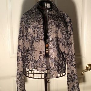 2for$10 Gorgeous Chico’s blazer navy & silver 0=sm